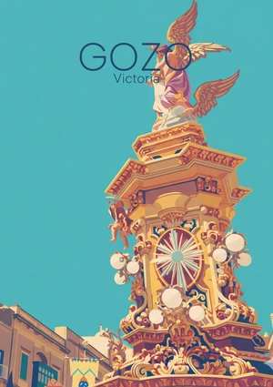 Modern vintage illustration of Victoria, Gozo